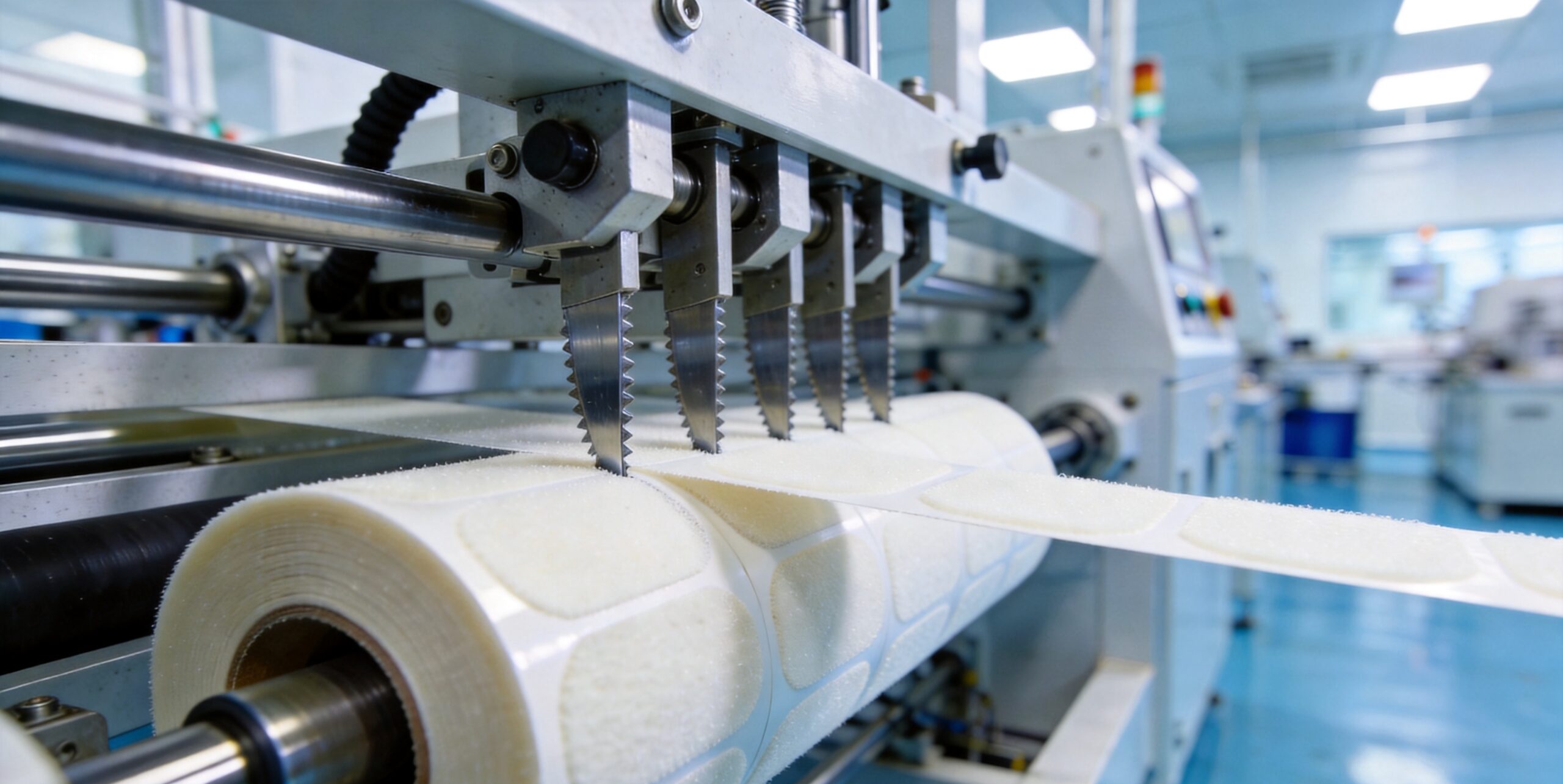 Precision die-cut industrial adhesive tape parts with clean edges in an ISO 7 cleanroom